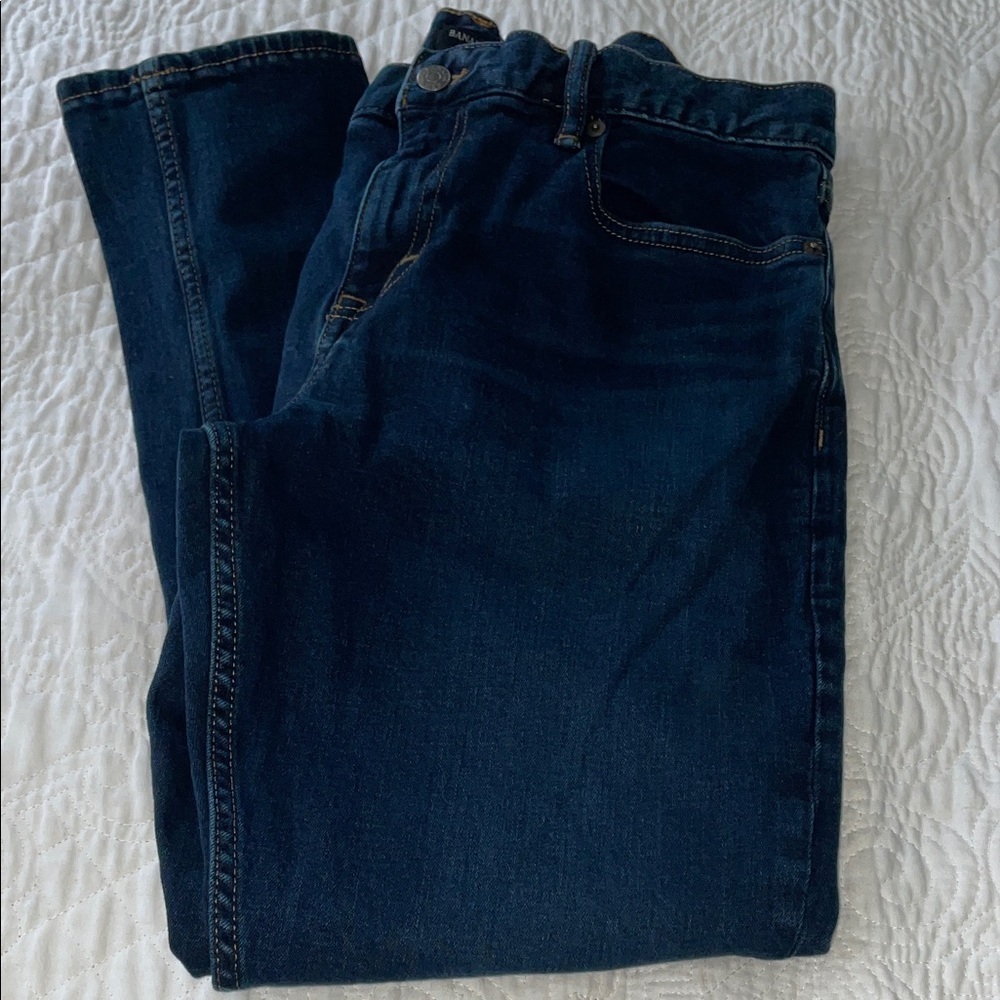Banana Republic Indigo Skinny Fit Jeans.  Size 34x30.‎ Dark Wash.  Cotton Blend.